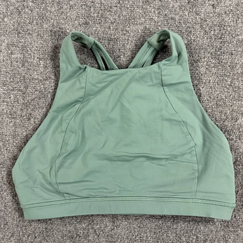 Lululemon Free To Be Serene Bra 8 Green High Neck Gym Active